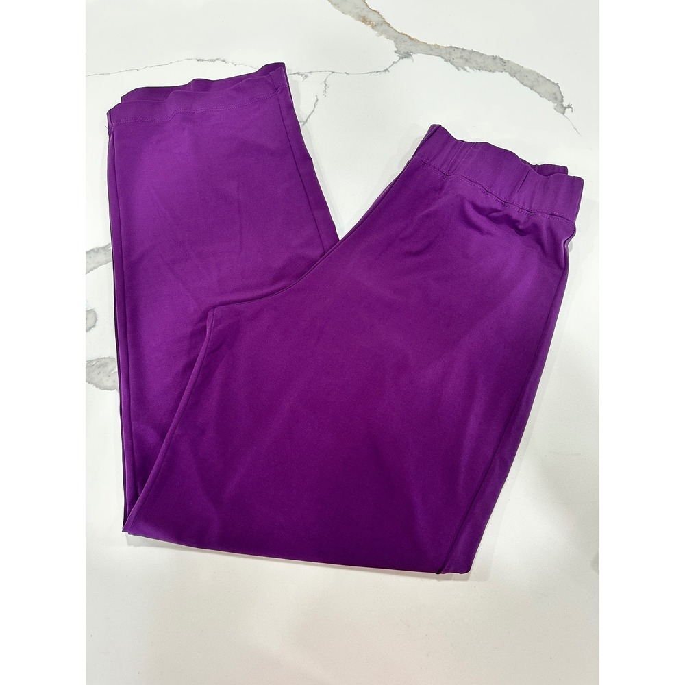 Susan Graver Essentials Liquid Knit Purple Straight Leg Pants Womens Medium